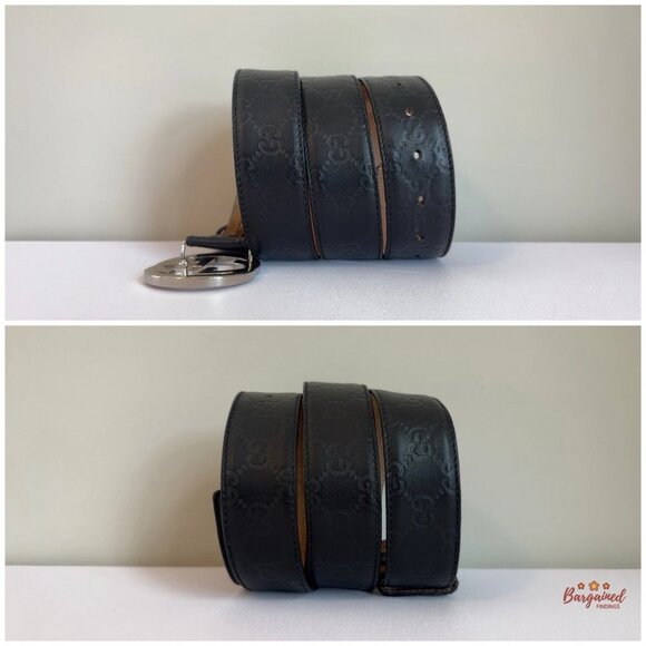 Auth Gucci Black Guccissima Leather Silver Interlocking G Buckle Belt 115/46 - Picture 8 of 13